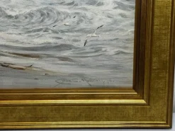 Charles Sim Mottram RBA, High Tide Off Trebar with Strand & Shipwreck, 1894, Aquarell, gerahmt