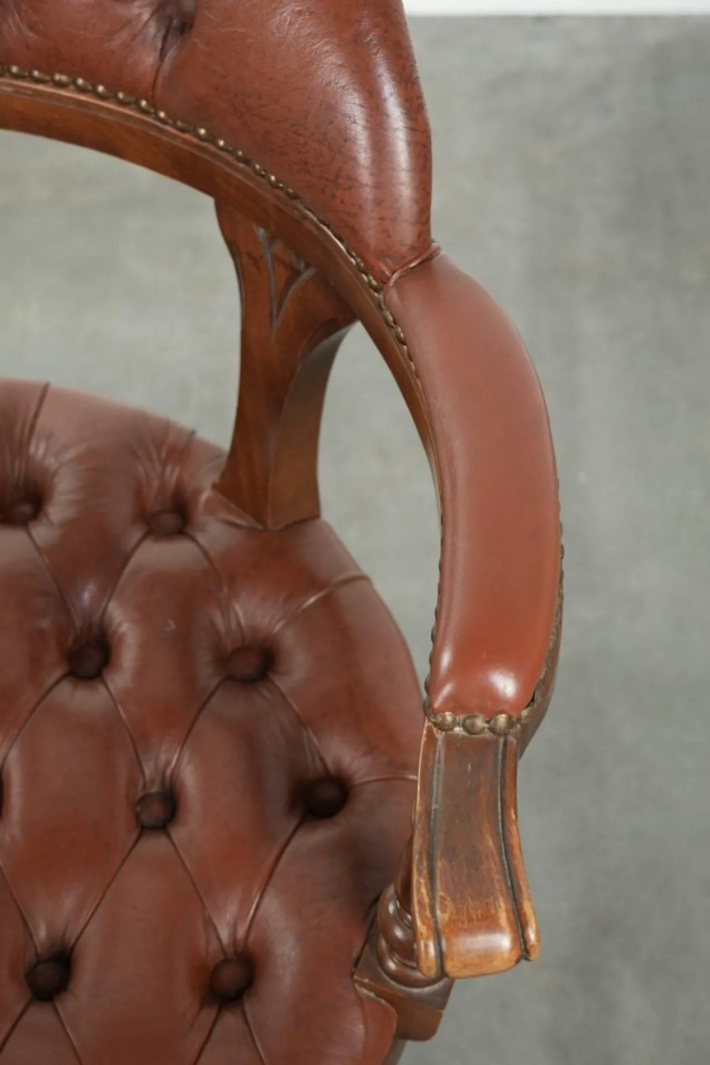 Chesterfield Bürostuhl aus Rindsleder