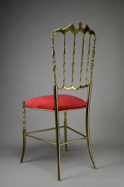 Chiavari Stuhl aus Messing & rotem Samt, 1950