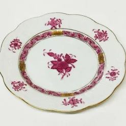 Chinese Bouquet Himbeer Porzellan Tablett und Kleine Teller von Herend Ungarn, 9er Set