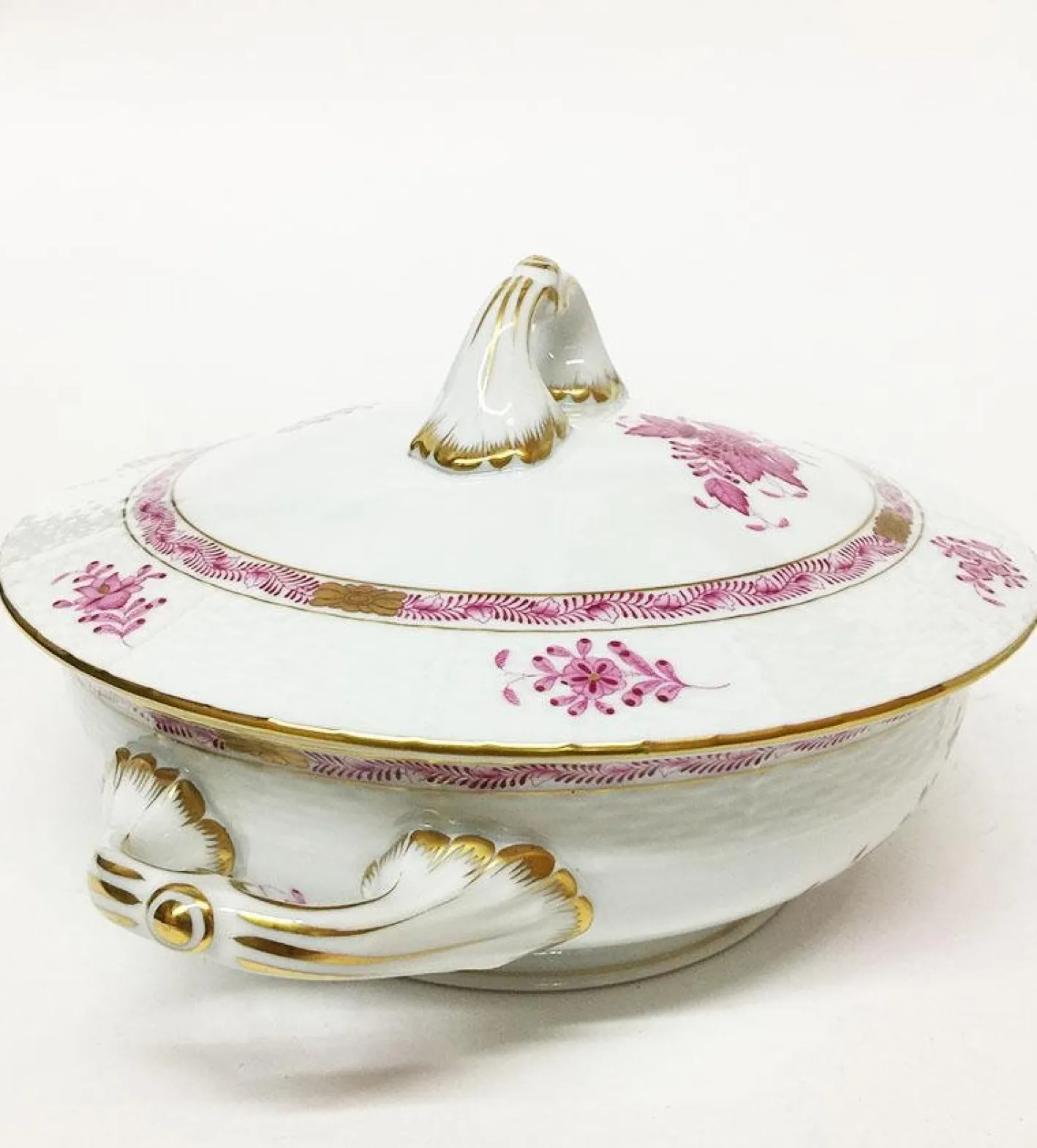 Chinese Bouquet Himbeer Terrinen mit Griffen von Herend, 3er Set