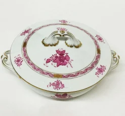 Chinese Bouquet Himbeer Terrinen mit Griffen von Herend, 3er Set