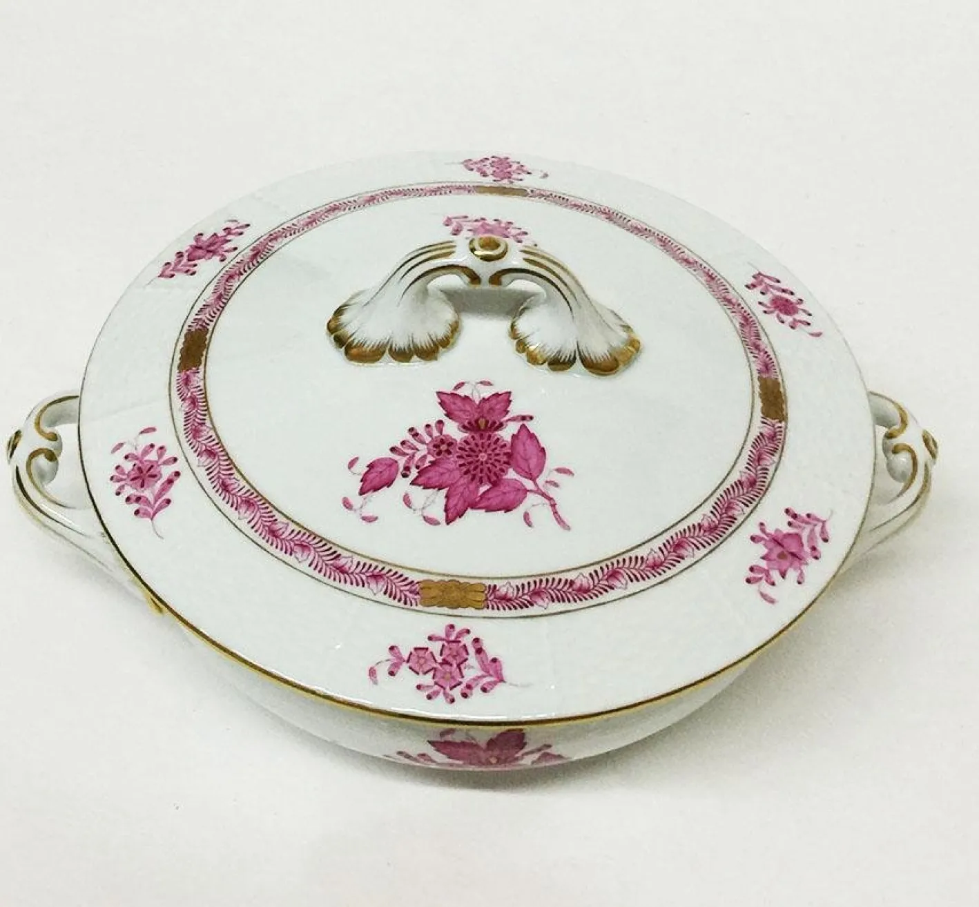 Chinese Bouquet Himbeer Terrinen mit Griffen von Herend, 3er Set