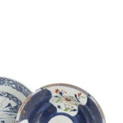 Chinesische Porzellan Teller und Suppenschüssel Set, 18. Jh., 3er Set
