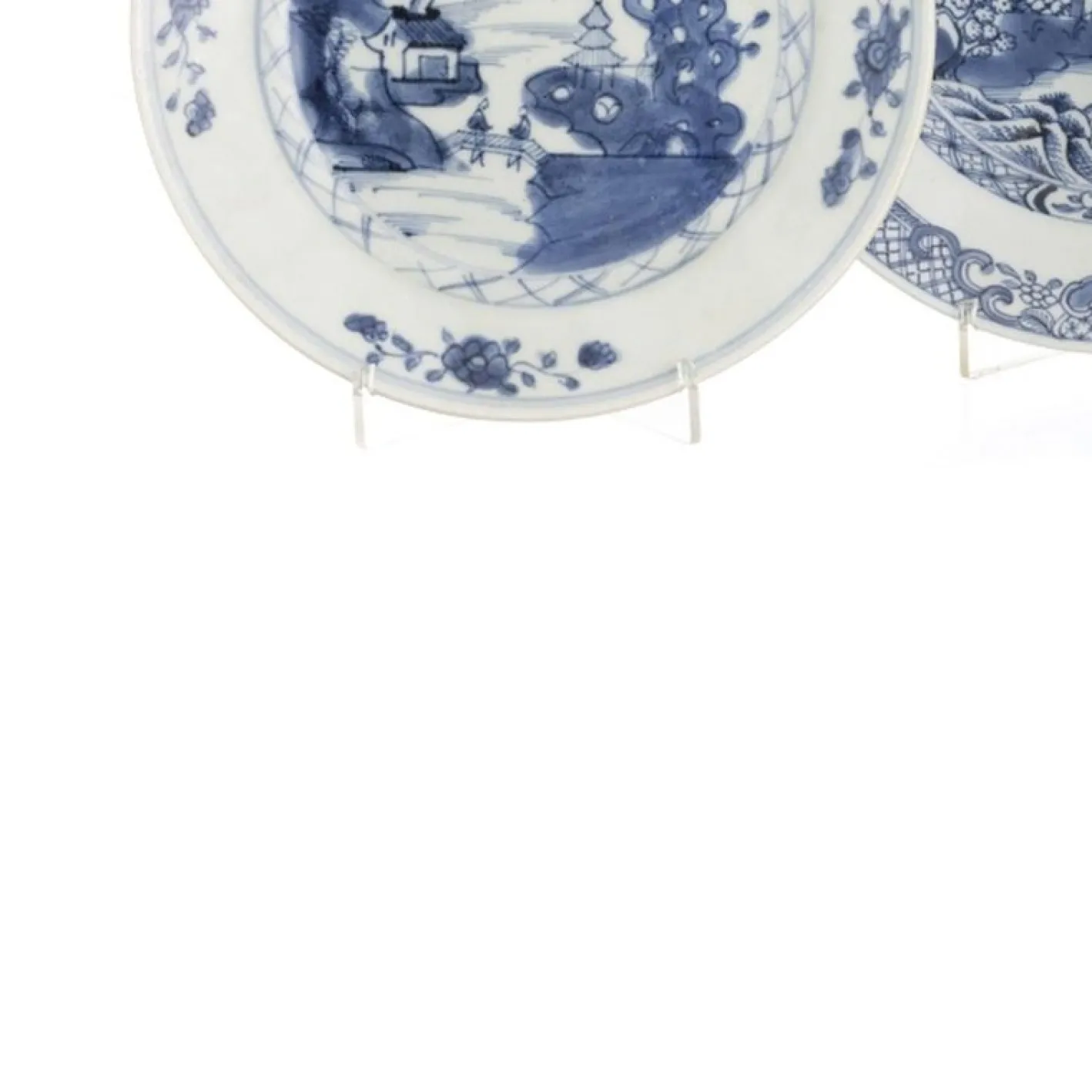 Chinesische Porzellan Teller und Suppenschüssel Set, 18. Jh., 3er Set