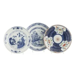 Chinesische Porzellan Teller und Suppenschüssel Set, 18. Jh., 3er Set
