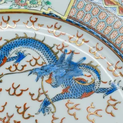 Chinesischer Art Deco Keramik Servierteller mit Drachen, 1930er