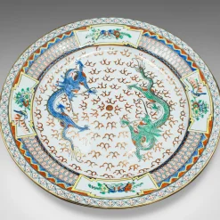 Chinesischer Art Deco Keramik Servierteller mit Drachen, 1930er