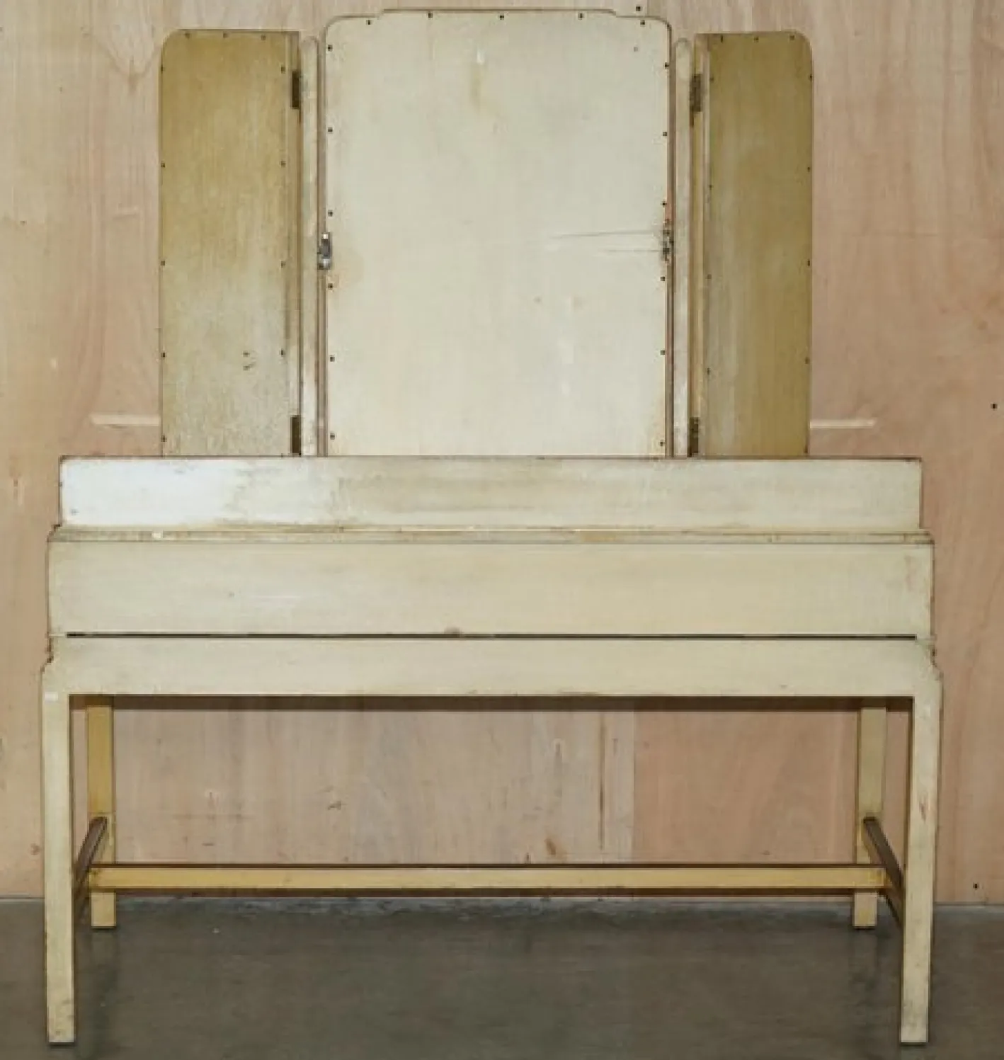 Chinesischer Chinoiserie Frisiertisch und Hocker aus Nussholz, 1920er, 2er Set