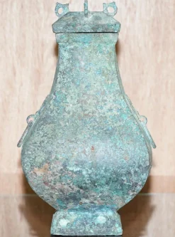 Chinesisches Ritual Weingefäß aus Bronze mit Deckel