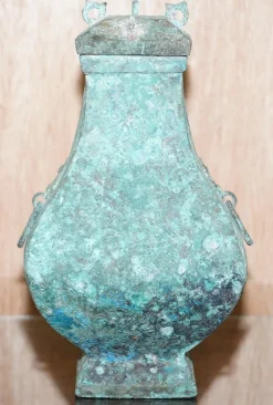 Chinesisches Ritual Weingefäß aus Bronze mit Deckel
