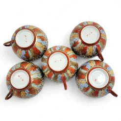 Chinesisches Teeservice mit fünf Tassen und Untertassen, 1900, 10 Set
