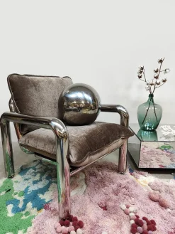 Chrom Sessel in Braunem Samt von Hkliving