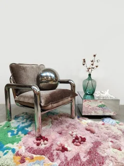 Chrom Sessel in Braunem Samt von Hkliving