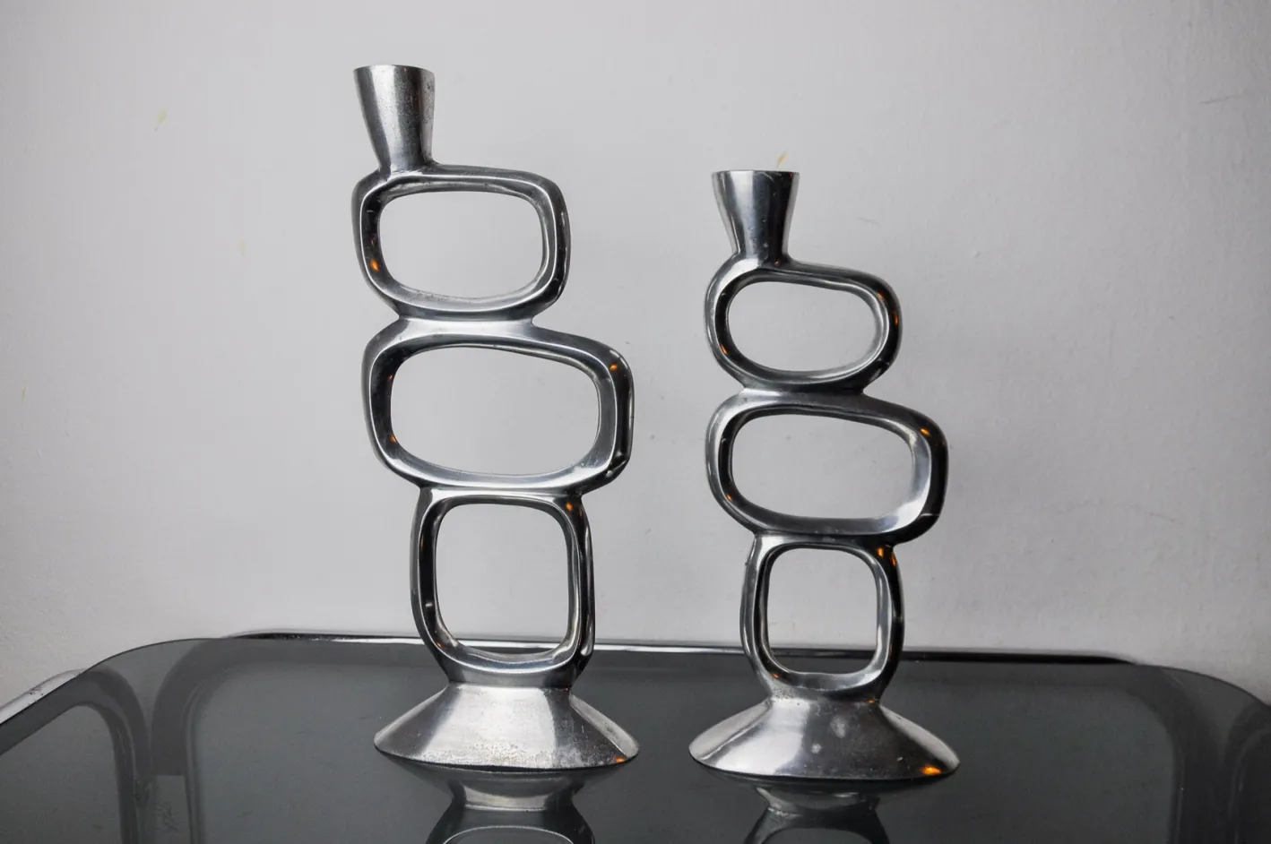 Circle Candlesticks, Matthew Hilton zugeschrieben, England, 1980er, 2er Set