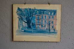 Cityscape Pastel Painting, 1962