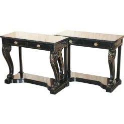 Clivedon Konsolentische aus Hartholz Makassar & Marmor von Ralph Lauren, 2er Set