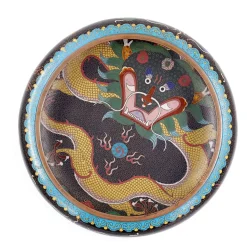Cloisonné Tasse mit Drachen von Zhengde, 1920er