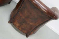Cognacfarbene niederländische Vintage Ledersessel, 2er Set