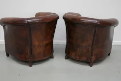 Cognacfarbene niederländische Vintage Ledersessel, 2er Set