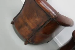 Cognacfarbene niederländische Vintage Ledersessel, 2er Set