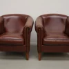 Cognacfarbener niederländischer Vintage Ledersessel, 2er Set