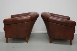 Cognacfarbener niederländischer Vintage Ledersessel, 2er Set