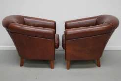Cognacfarbener niederländischer Vintage Ledersessel, 2er Set