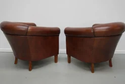 Cognacfarbener niederländischer Vintage Ledersessel, 2er Set