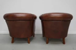 Cognacfarbener niederländischer Vintage Ledersessel, 2er Set