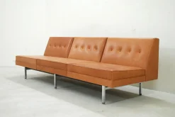 Cognacfarbenes modulares Ledersofa Set von George Nelson für Herman Miller, 1968