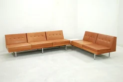 Cognacfarbenes modulares Ledersofa Set von George Nelson für Herman Miller, 1968