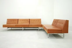 Cognacfarbenes modulares Ledersofa Set von George Nelson für Herman Miller, 1968