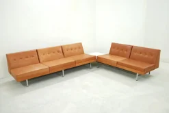 Cognacfarbenes modulares Ledersofa Set von George Nelson für Herman Miller, 1968
