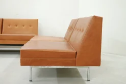 Cognacfarbenes modulares Ledersofa Set von George Nelson für Herman Miller, 1968