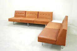 Cognacfarbenes modulares Ledersofa Set von George Nelson für Herman Miller, 1968