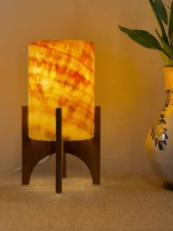 Comet No. 0208 Hand-Carved Alabaster Table Lamp by Material Lights