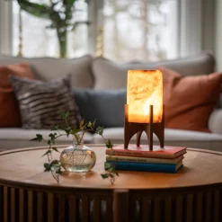 Comet No. 0208 Hand-Carved Alabaster Table Lamp by Material Lights