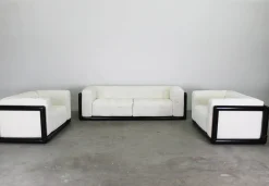 Cornaro Wohnzimmer Set aus Lackiertem Holz & Stoff von Carlo Scarpa für Gavina 1970, 3er Set