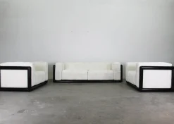 Cornaro Wohnzimmer Set aus Lackiertem Holz & Stoff von Carlo Scarpa für Gavina 1970, 3er Set