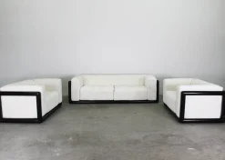 Cornaro Wohnzimmer Set aus Lackiertem Holz & Stoff von Carlo Scarpa für Gavina 1970, 3er Set