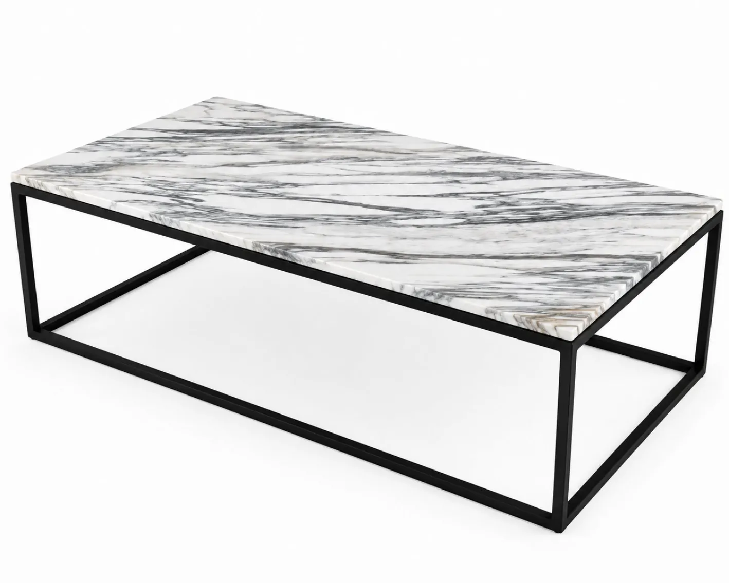 Couchtisch aus Calacatta Vagli Marmor mit schwarzem Stahlgestell, 2000