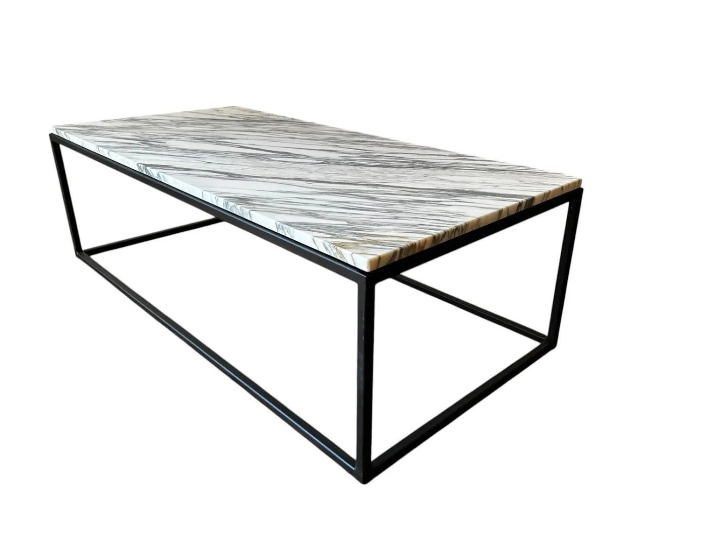 Couchtisch aus Calacatta Vagli Marmor mit schwarzem Stahlgestell, 2000