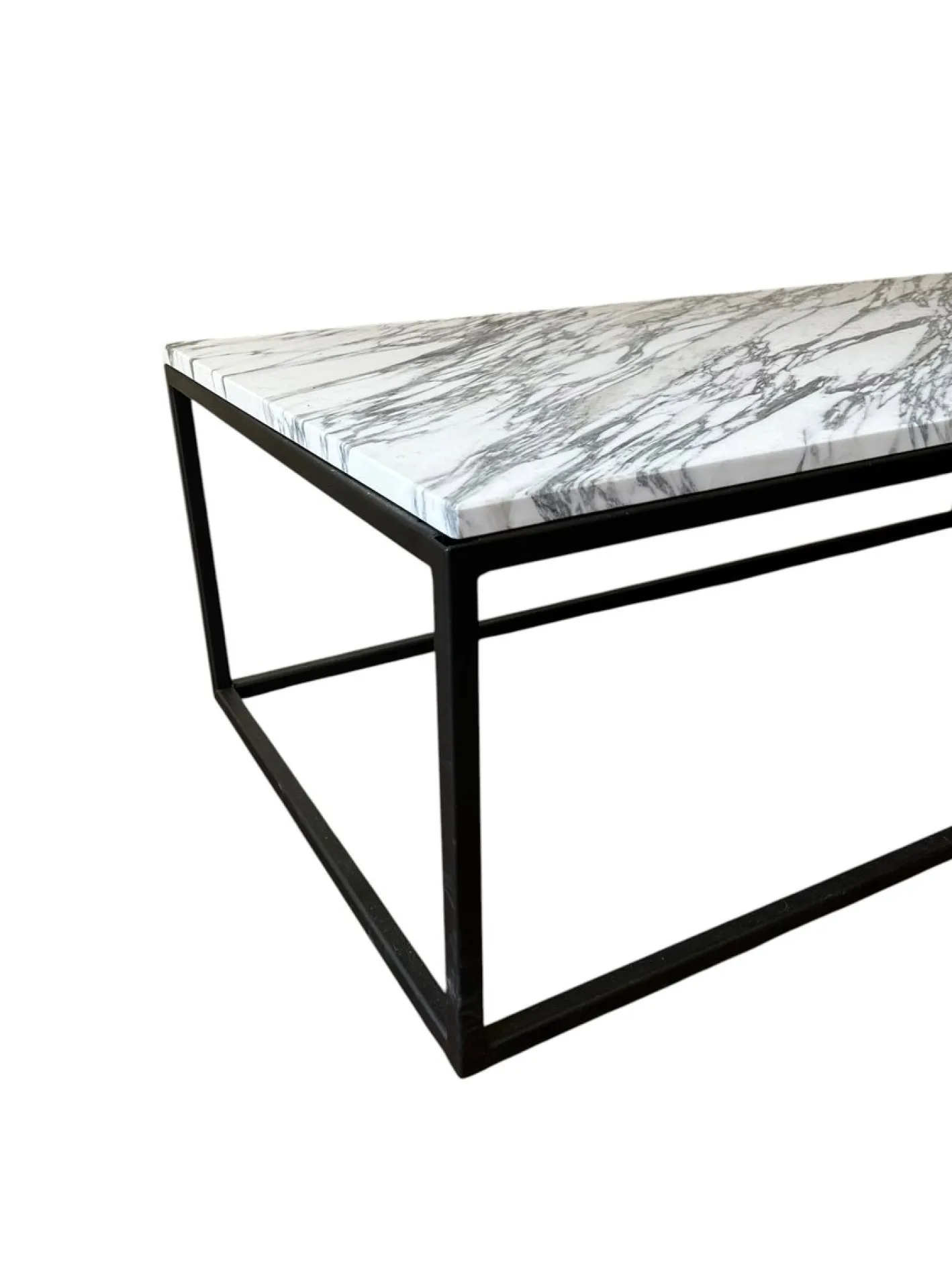Couchtisch aus Calacatta Vagli Marmor mit schwarzem Stahlgestell, 2000
