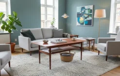 Couchtisch aus Teak mit Ablage von KT Møbler, 1960er