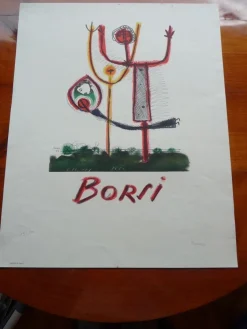 Couple à l'enfant Lithografie von Manfredo Borsi, 1950er