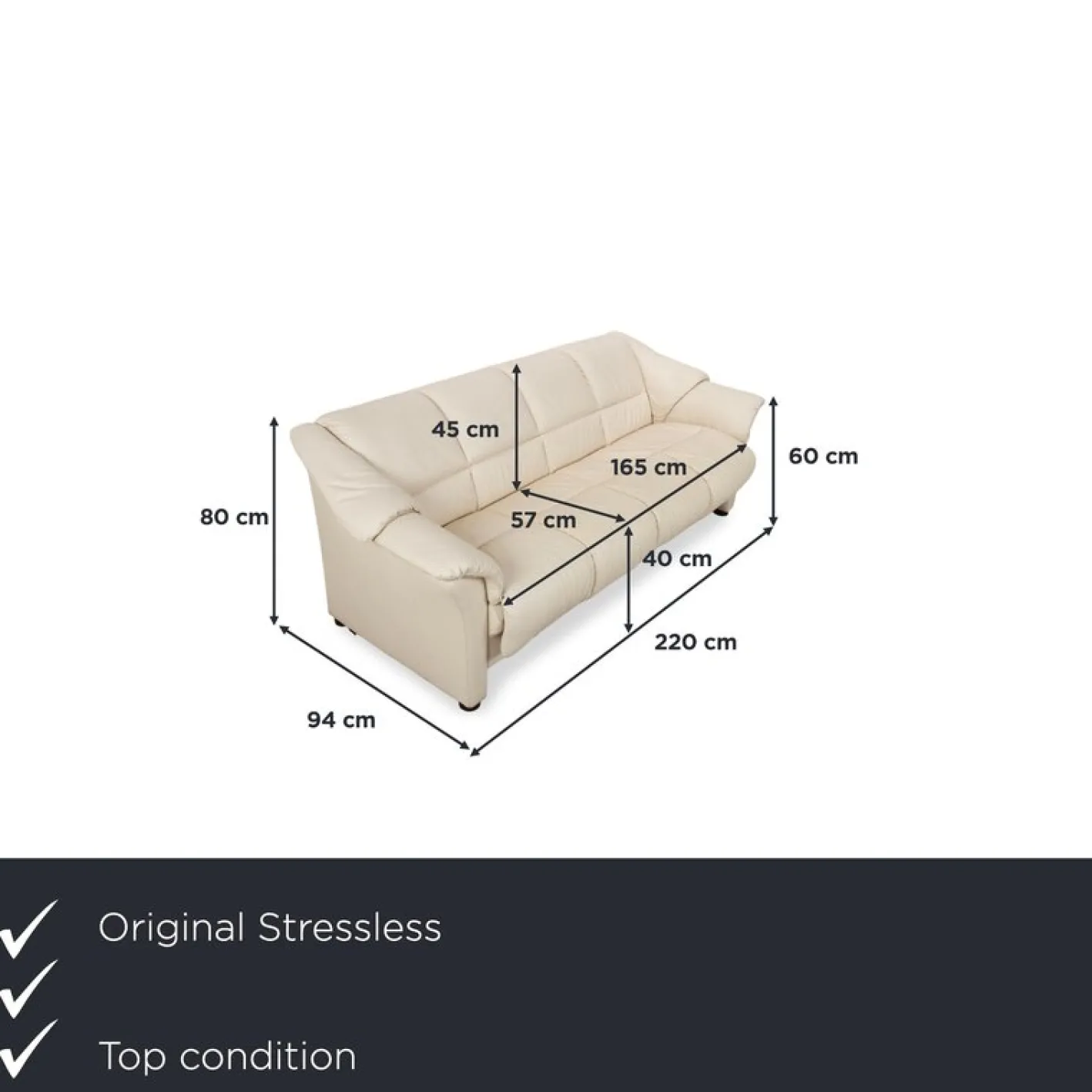 Cremefarbenes Oslo Vier-Sitzer Ledersofa in Eierschalen-Optik von Stressless