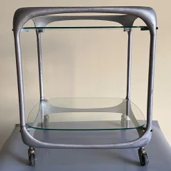 Cube Barwagen aus Gebürstetem Aluminium von Lorenzo Burchiellaro, 1970er