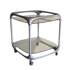 Cube Barwagen aus Gebürstetem Aluminium von Lorenzo Burchiellaro, 1970er