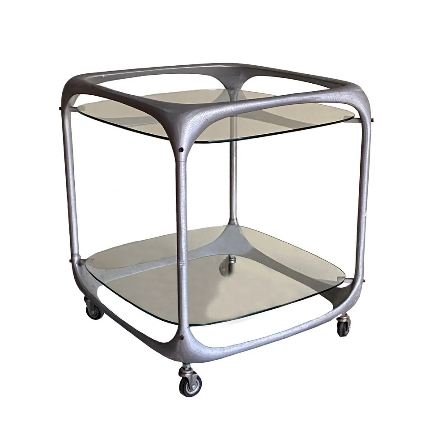 Cube Barwagen aus Gebürstetem Aluminium von Lorenzo Burchiellaro, 1970er